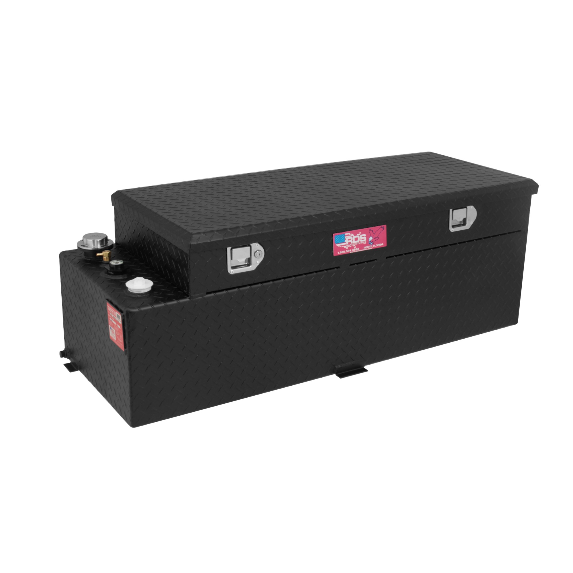 RDS Aluminum Transfer Fuel Tank Toolbox Combo, 60-Gallon, Rectangular, Black Diamond Plate, Model# 72548PC